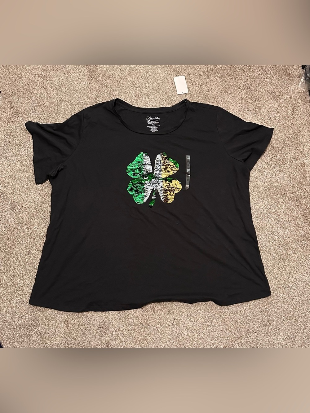Women’s Short Sleeve Tee with Sequin Clover